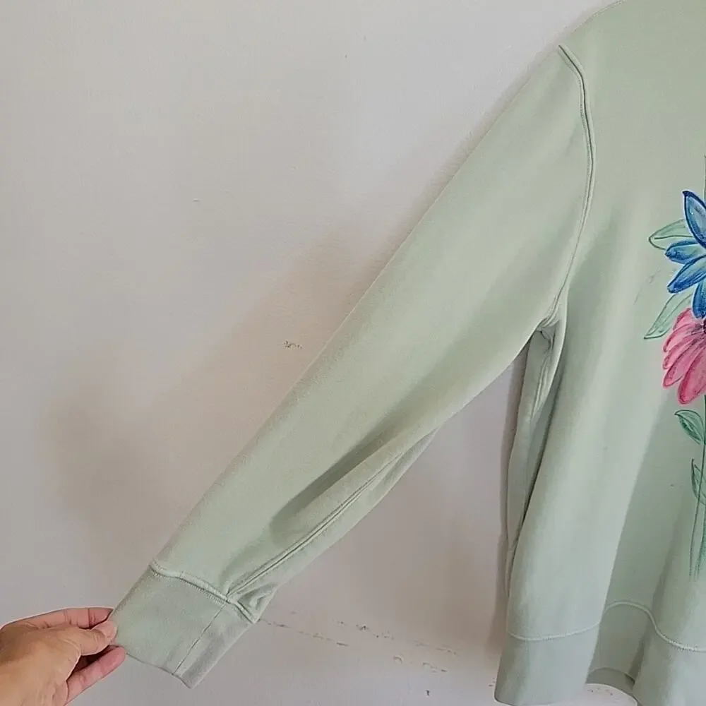 Gap Vintage Soft Fire Opal Wildflower Boquet Graphic‎ Print Pullover Sweatshirt